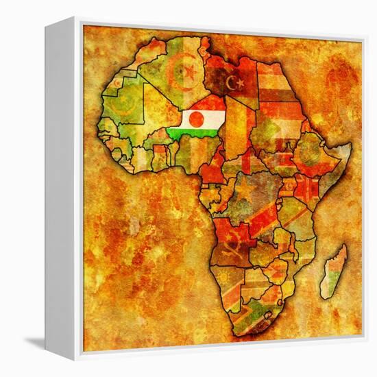 Niger on Actual Map of Africa-michal812-Framed Stretched Canvas