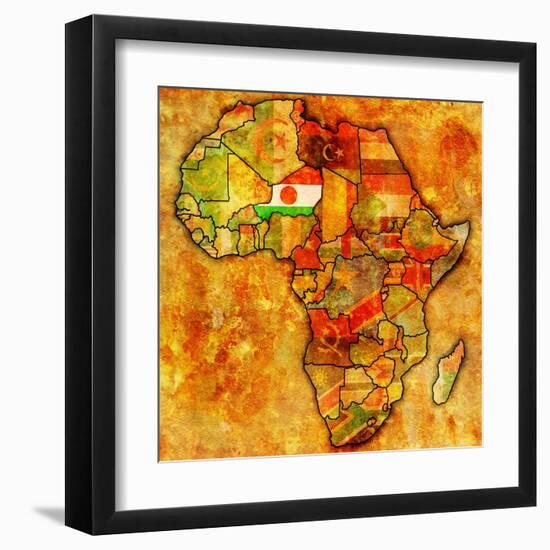 Niger on Actual Map of Africa-michal812-Framed Art Print