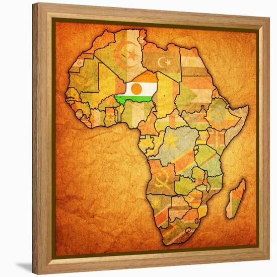 Niger on Actual Map of Africa-michal812-Framed Stretched Canvas