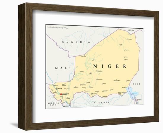 Niger Political Map-Peter Hermes Furian-Framed Premium Giclee Print