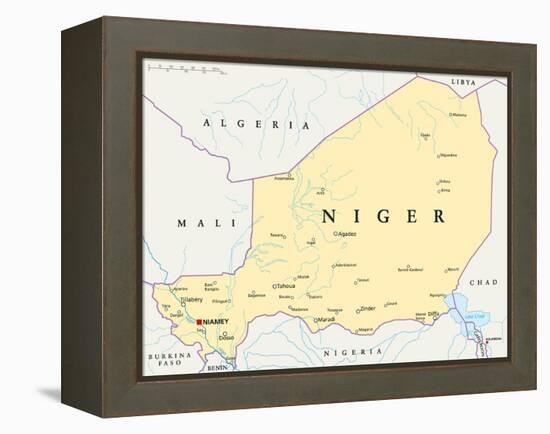 Niger Political Map-Peter Hermes Furian-Framed Stretched Canvas