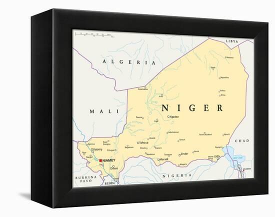 Niger Political Map-Peter Hermes Furian-Framed Stretched Canvas