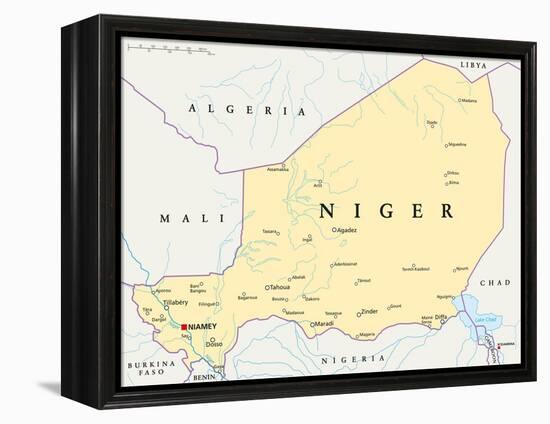 Niger Political Map-Peter Hermes Furian-Framed Stretched Canvas