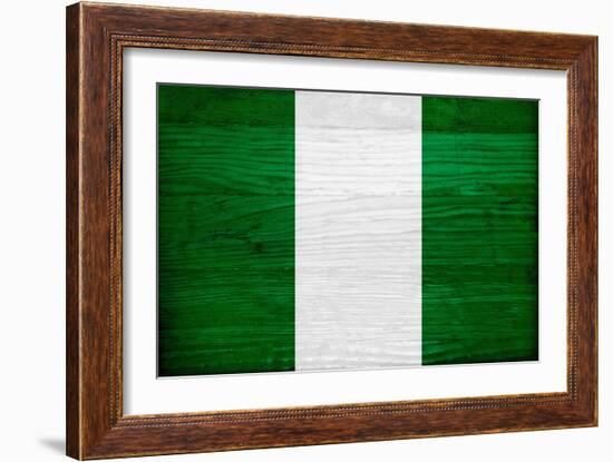 Nigeria Flag Design with Wood Patterning - Flags of the World Series-Philippe Hugonnard-Framed Art Print