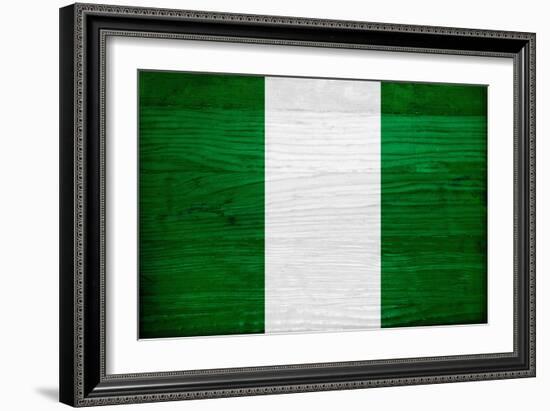 Nigeria Flag Design with Wood Patterning - Flags of the World Series-Philippe Hugonnard-Framed Art Print