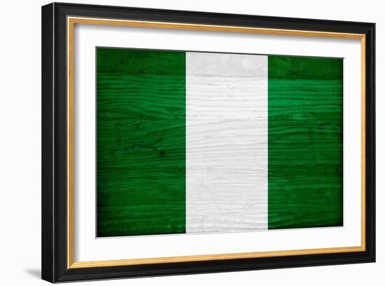 Nigeria Flag Design with Wood Patterning - Flags of the World Series-Philippe Hugonnard-Framed Art Print