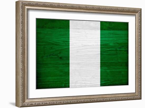 Nigeria Flag Design with Wood Patterning - Flags of the World Series-Philippe Hugonnard-Framed Premium Giclee Print