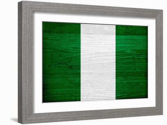 Nigeria Flag Design with Wood Patterning - Flags of the World Series-Philippe Hugonnard-Framed Premium Giclee Print