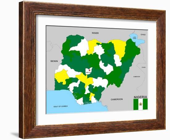 Nigeria Map-tony4urban-Framed Art Print