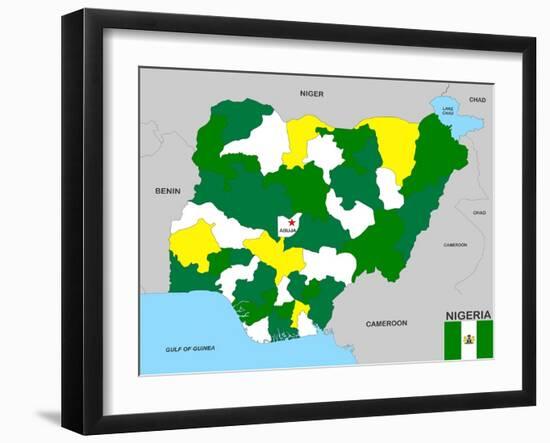 Nigeria Map-tony4urban-Framed Art Print