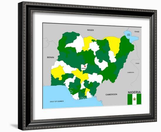 Nigeria Map-tony4urban-Framed Art Print