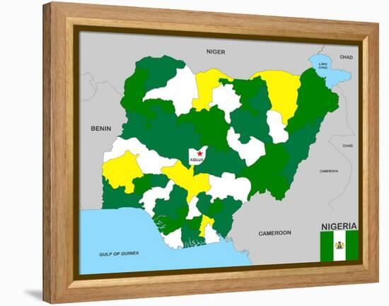 Nigeria Map-tony4urban-Framed Stretched Canvas