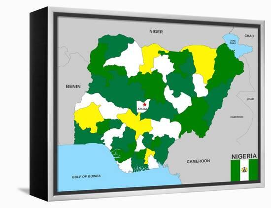 Nigeria Map-tony4urban-Framed Stretched Canvas