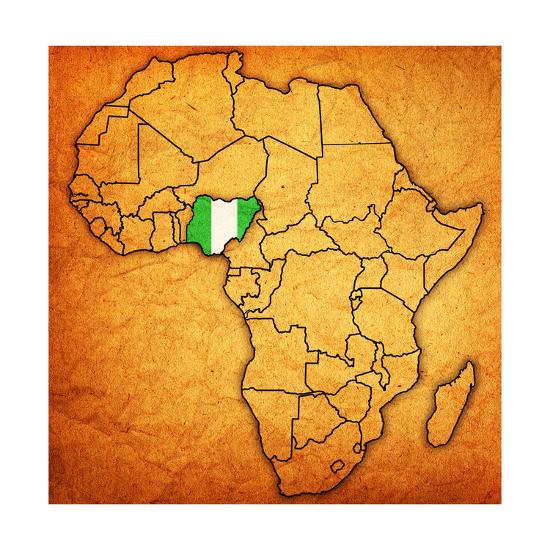 Nigeria on Actual Map of Africa' Art Print michal812 | Art.com