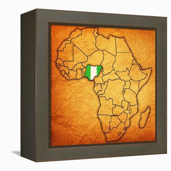 Nigeria on Actual Map of Africa-michal812-Framed Stretched Canvas