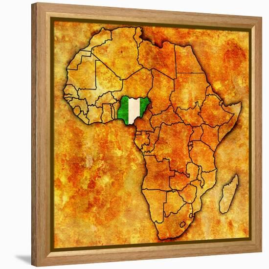 Nigeria on Actual Map of Africa-michal812-Framed Stretched Canvas