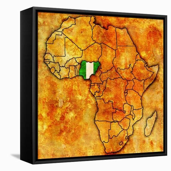 Nigeria on Actual Map of Africa-michal812-Framed Stretched Canvas