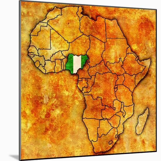 Nigeria on Actual Map of Africa-michal812-Mounted Art Print