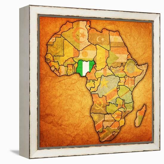 Nigeria on Actual Map of Africa-michal812-Framed Stretched Canvas