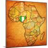 Nigeria on Actual Map of Africa-michal812-Mounted Art Print