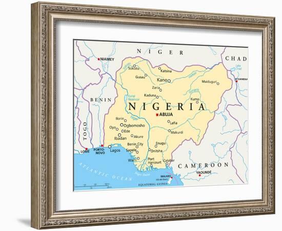 Nigeria Political Map-Peter Hermes Furian-Framed Art Print