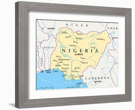 Nigeria Political Map-Peter Hermes Furian-Framed Art Print