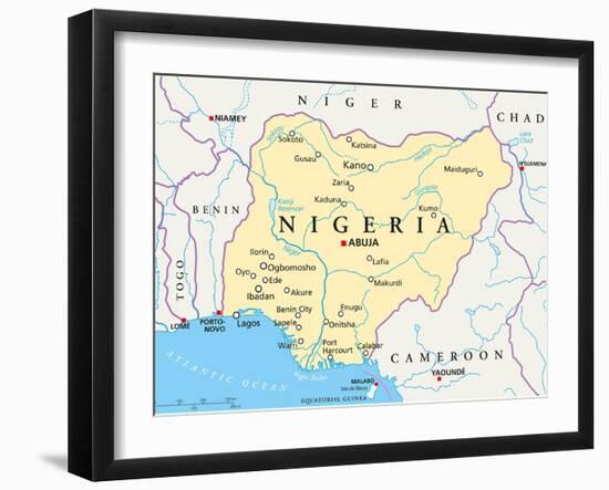 Nigeria Political Map-Peter Hermes Furian-Framed Art Print