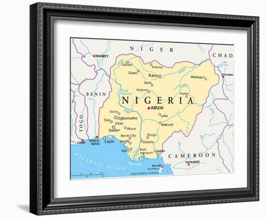 Nigeria Political Map-Peter Hermes Furian-Framed Art Print