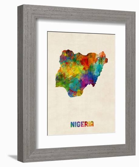 Nigeria Watercolor Map-Michael Tompsett-Framed Premium Giclee Print