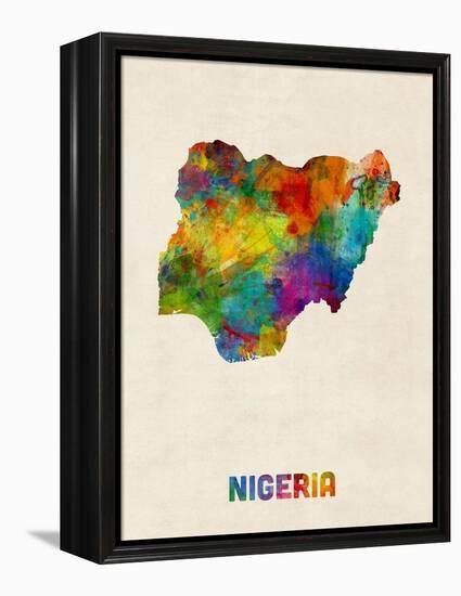 Nigeria Watercolor Map-Michael Tompsett-Framed Stretched Canvas