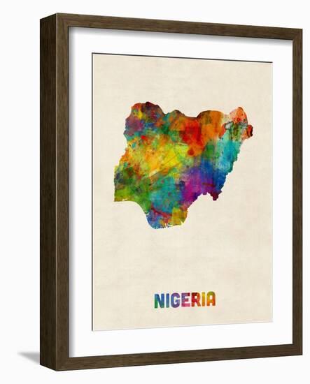 Nigeria Watercolor Map-Michael Tompsett-Framed Art Print