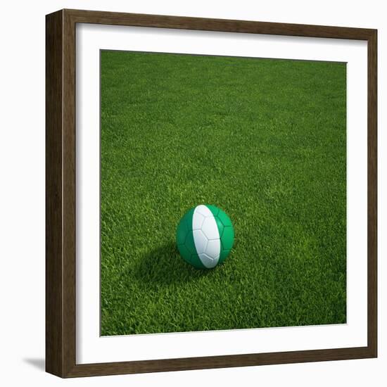 Nigerian Soccerball Lying on Grass-zentilia-Framed Art Print