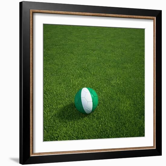 Nigerian Soccerball Lying on Grass-zentilia-Framed Art Print