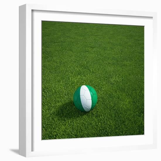 Nigerian Soccerball Lying on Grass-zentilia-Framed Art Print