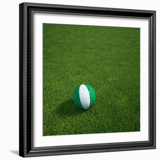 Nigerian Soccerball Lying on Grass-zentilia-Framed Art Print