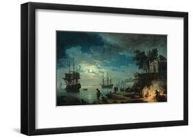 Night: a Port in the Moonlight, 1748-Claude Joseph Vernet-Framed Giclee Print