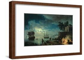 Night: a Port in the Moonlight, 1748-Claude Joseph Vernet-Framed Giclee Print