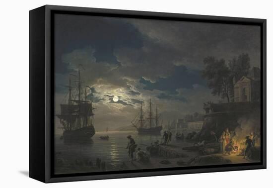 Night: a Port in the Moonlight-Claude Joseph Vernet-Framed Stretched Canvas