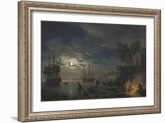 Night: a Port in the Moonlight-Claude Joseph Vernet-Framed Art Print