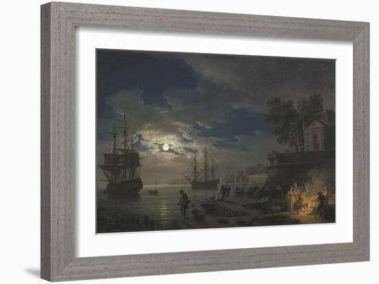 Night: a Port in the Moonlight-Claude Joseph Vernet-Framed Art Print