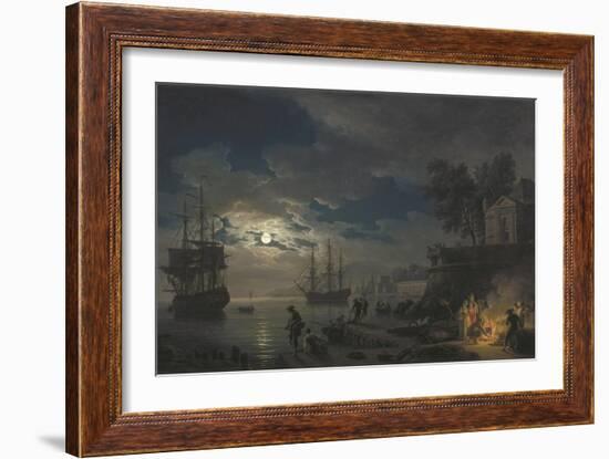 Night: a Port in the Moonlight-Claude Joseph Vernet-Framed Art Print