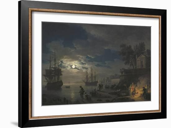 Night: a Port in the Moonlight-Claude Joseph Vernet-Framed Art Print