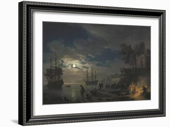 Night: a Port in the Moonlight-Claude Joseph Vernet-Framed Art Print