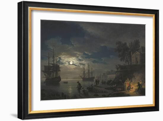 Night: a Port in the Moonlight-Claude Joseph Vernet-Framed Art Print