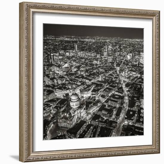 Night Aerial View of St. Paul's and City of London, London, England-Jon Arnold-Framed Photographic Print