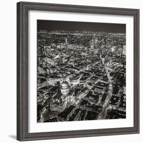 Night Aerial View of St. Paul's and City of London, London, England-Jon Arnold-Framed Photographic Print