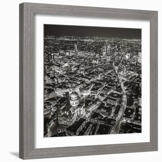 Night Aerial View of St. Paul's and City of London, London, England-Jon Arnold-Framed Photographic Print