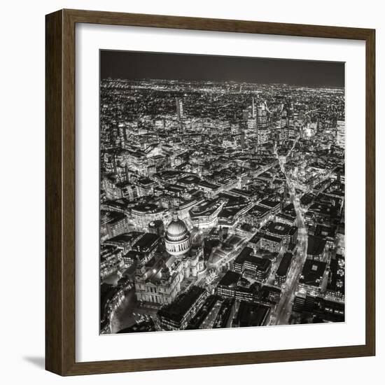 Night Aerial View of St. Paul's and City of London, London, England-Jon Arnold-Framed Photographic Print