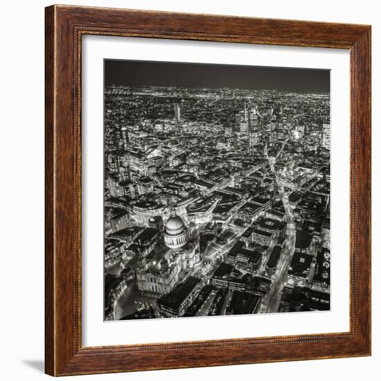 Night Aerial View of St. Paul's and City of London, London, England-Jon Arnold-Framed Photographic Print