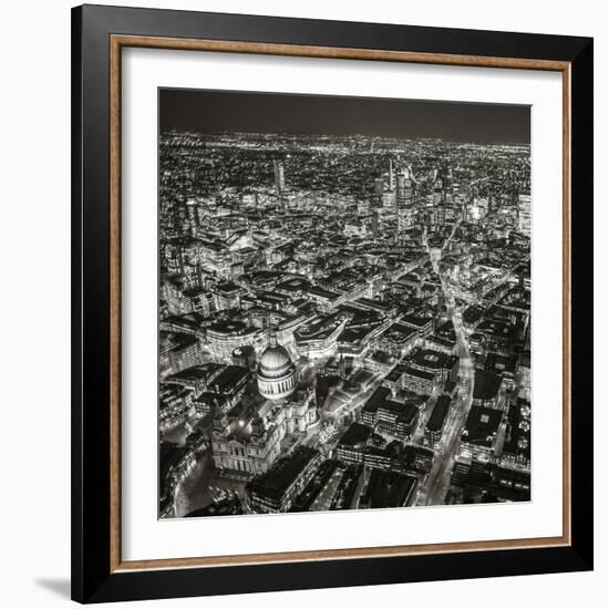 Night Aerial View of St. Paul's and City of London, London, England-Jon Arnold-Framed Photographic Print